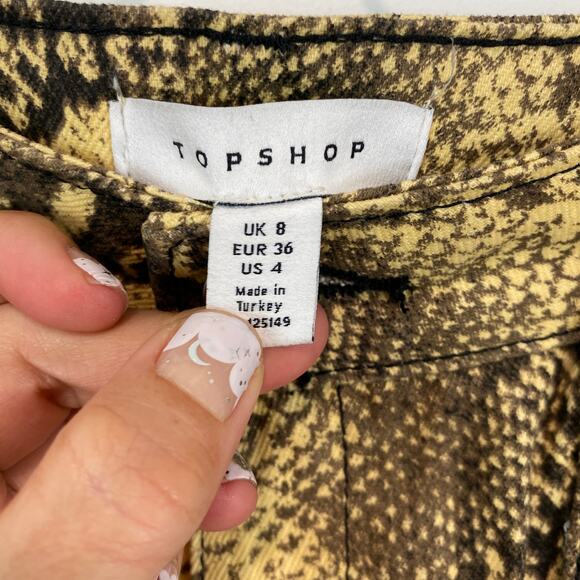 Y2K Reptile Mini Skirt – Topshop Yellow Denim Grunge Baddie – Size 4 - Picture 4 of 7